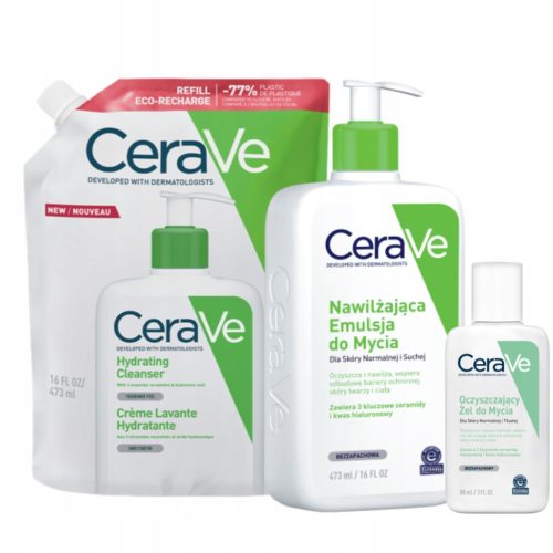 CeraVe Set za njegu normalne i suhe kože: emulzije i gel za čišćenje