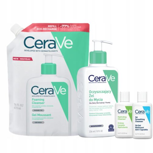 CeraVe Set za Čišćenje i Njegu Kože Normalne i Masne, sa Poklonima 236ml+473ml