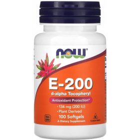   Now Foods Vitamin E-200 Natural, 100 kapsula - Zaštita za kožu i zdravlje