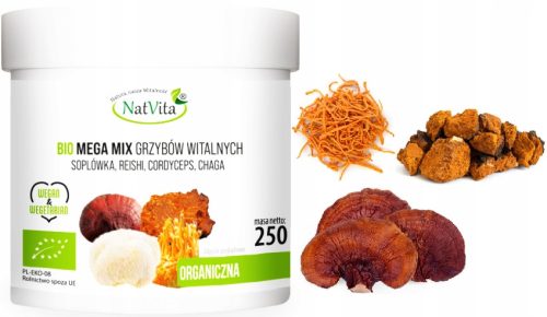 BIO MEGA MIX Vitalnih Gljiva - Soplówka, Reishi, Cordyceps 250g