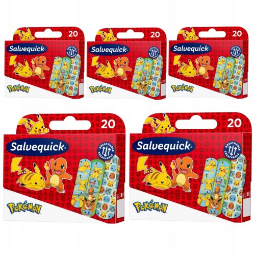 Set od 5 x SALVEQUICK flasteri POKEMON 20 komada - Idealni za aktivnu djecu