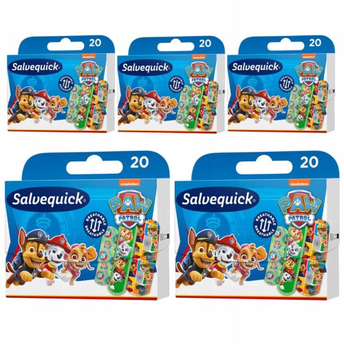 Set od 5 x SALVEQUICK flasteri s likovima Psi patrol, 20 kom u pakiranju