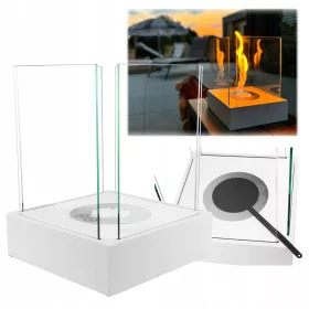   Mini Bio-kamin Sunset Garden – Samostojeći Bijeli Mat Kamin bez Dima