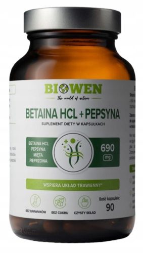 Biowen Betain HCL + Pepsin + Paprena Metvica - 90 kapsula za probavu