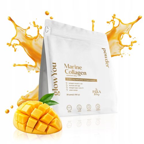 Kolagen Morski glowYou 5000 mg s Okusom Sočnog Manga - Puder za Kožu, Zglobove i Kosu