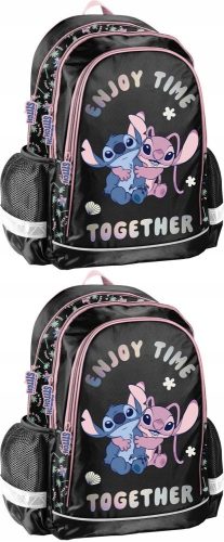 Set od 2 školska ruksaka Disney Stitch, dvostruki pretinci, crna