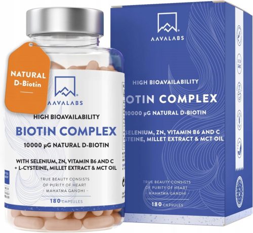 Biotin Complex 10000µg s cinkom, selenom i bakrom - za kosu, kožu i nokte, 180 kapsula