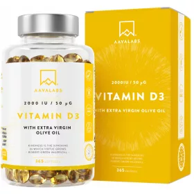   Vitamin D3 2000 IU s ekstra djevičanskom maslinovom uljem - Podrška imunitetu, 365 kapsula