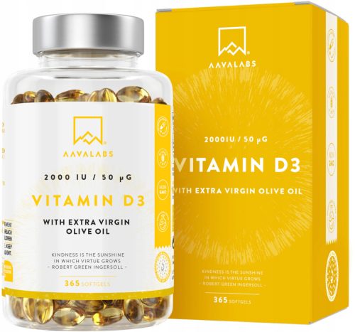 Vitamin D3 2000 IU s ekstra djevičanskom maslinovom uljem - Podrška imunitetu, 365 kapsula