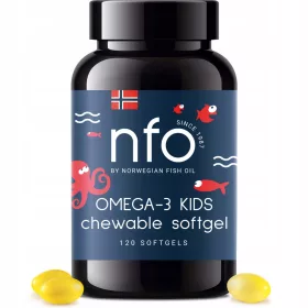   NFO Omega-3 Kids - Žvakaće Kapsule s Okusom Tutti-Frutti (120 Kapsula)