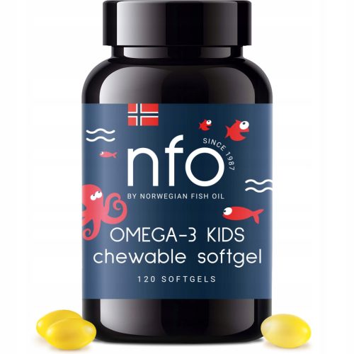 NFO Omega-3 Kids - Žvakaće Kapsule s Okusom Tutti-Frutti (120 Kapsula)
