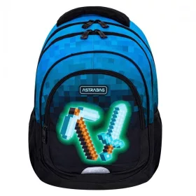 Školski ruksak AstraBag Blue Pixel Game s tri pretinca