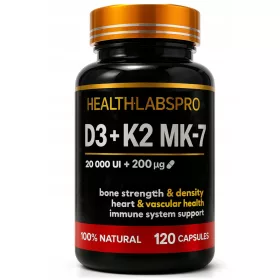   Health Labs Pro D3 20 000 IU + K2 MK-7 200 μg - 120 kapsula za zdravlje kostiju i srca