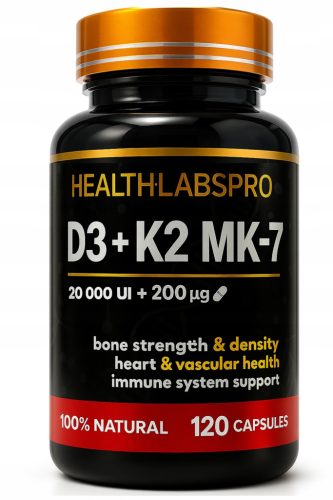Health Labs Pro D3 20 000 IU + K2 MK-7 200 μg - 120 kapsula za zdravlje kostiju i srca