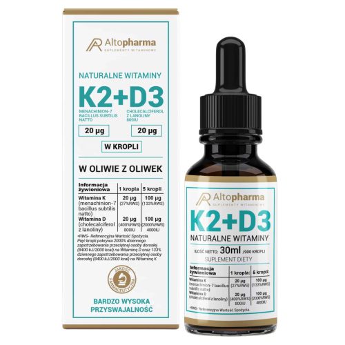 ALTO PHARMA Prirodni Vitamin K2 MK-7 + D3, 30ml - Podržava Zdravlje Kostiju