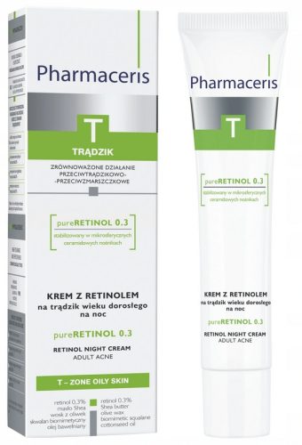 Krema za noćnu njegu lica s retinolom za odrasle s aknama - Pharmaceris T pureRETINOL