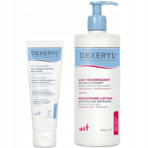 Dexeryl Set: Hidratantni losion 500 ml + Emolijentna krema 250 ml