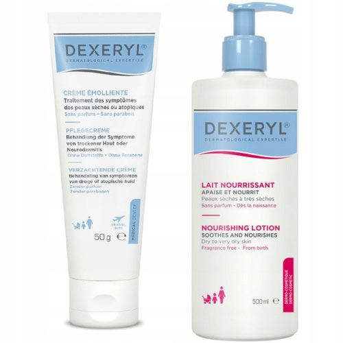 Dexeryl Set za Suho i Atopijsko Kožu: Krema 50 ml + Mlijeko za Tijelo 500 ml