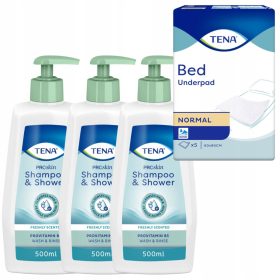   Set TENA Proskin Šampon i Gel za tuširanje 3x500 ml + TENA Bed Normal Podlošci