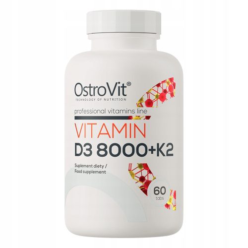 OstroVit Vitamin D3 8000 + K2 - Kompleks za Zdravlje Kostiju i Imunitet, 60 Tableta