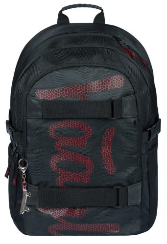 Crni ruksak Skate Red s minimalističkim crvenim logotipom BAAGL