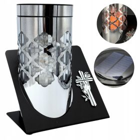   Solarni LED lampion za grob - Elegancija i moderni dizajn u srebrnoj boji