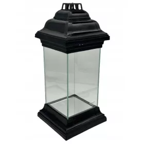 Elegantna crna lampa s prozirnim staklom sa svake strane