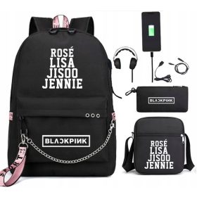 BLACKPINK Školski Ruksak s USB Portom i Dodacima - Mega Set
