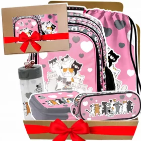 Set ruksaka Cleo & Frank s motivom mačke 5u1 za školarke