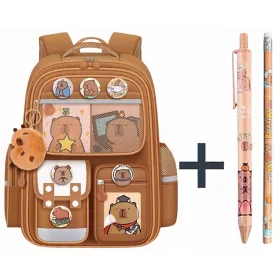   Školski ruksak s kapibara privješcima + kapibara olovka i kemijska olovka
