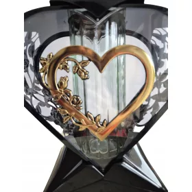 Lampa s motivom srca i ruže - crno-zlatna elegancija