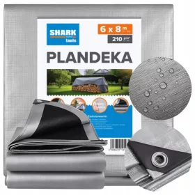  Plandeka Srebrno-Crna 6x8m, 210g, UV-otporna, Mrozoodporna i Vodootporna