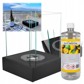   Mini bio-kamin Sunset Garden, crni mat + 1L biogoriva s mirisom limunske trave