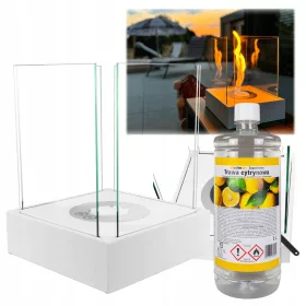   Sunset Garden Mini Bijeli Mat Bio-kamin + 1L Biogorivo Limunska Trava