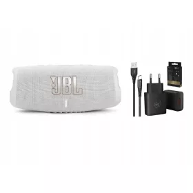    JBL Charge 5 40W bijeli prijenosni zvučnik + 12W punjač + USB-C kabel