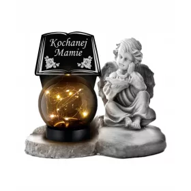   Vječna svijeća Anđeo s LED svjetlom i personaliziranom pločicom - Idealno za groblje