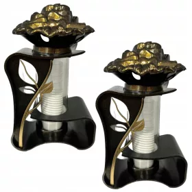 Elegantne Zlatne Svjetiljke s Ružom 27 cm - Set od 2 Komada