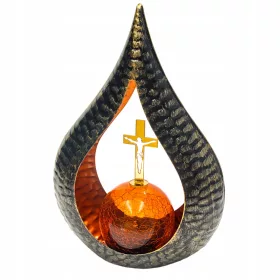   Solarni LED Lampion za Groblje s Zlatnim Križem - Velika Lanterna