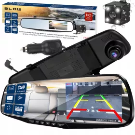    BLOW Blackbox F600 Full HD kamera za automobil - DVR s ogledalom, 2 kamere, kamera za vožnju unatrag, G-senzor