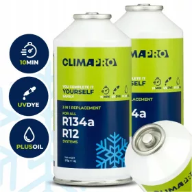    ClimaPro 3u1 2x170g – punjenje za klima uređaj R134a/R12, ulje i UV boja, brza i sigurna upotreba