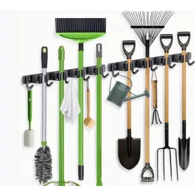  Zidni držač za vrtni alat 49 cm | 4 stezaljke + 5 kuka