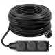 Produžni kabel Adelid, vrtni, 20 m, 3 kom utičnice, crni