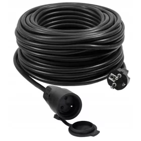   Vrtni produžni kabel, jednostruki Adelid 30 m, 1 kom utičnica, crni