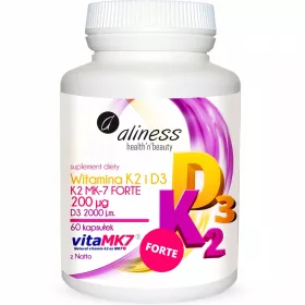  Aliness® VitaMK7® Prirodni Vitamin K FORTE MK-7 200 µg s Natto i Vitamin D3 - 60 kapsula