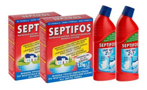 SEPTIFOS Aktivator za septičku jamu 2,4kg + 2x Žel za WC 2u1