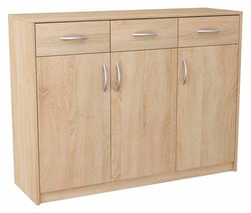  3D3S HRAST SONOMA komoda, 110 cm, ladice, polica