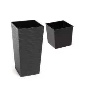    Lamela saksija 30 cm x 30 x 57 cm promjer 30 cm plastične nijanse sive i srebrne