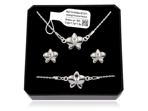 Orhideja srebrni set nakita sa Swarovski kristalima