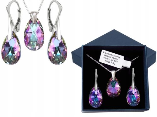 SET SWAROVSKI SREBRNI NAKIT MIGDAŁ 16mm SREBRO 925