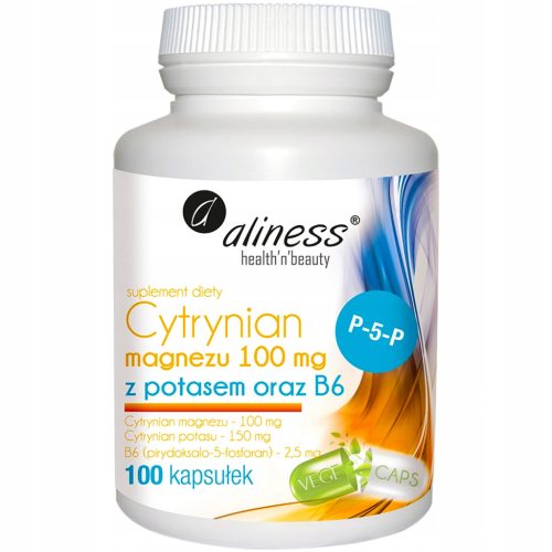 Magnezijev Citrat 100 mg, Kalijev Citrat 150 mg + B6 - Suplement prehrani s 100 kapsulama